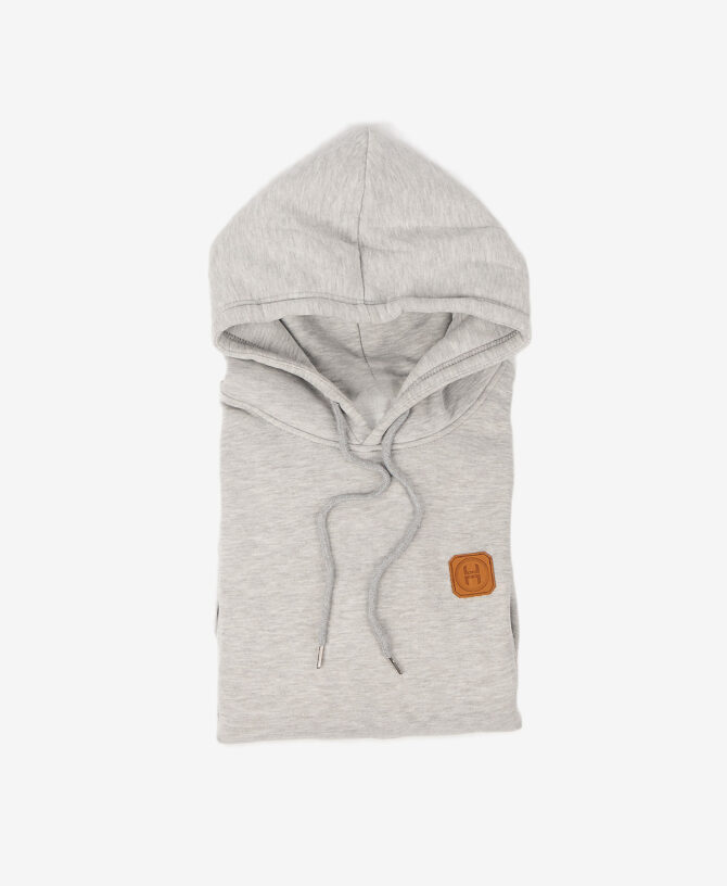 Leather Patch Hoodie — Ash (Heather Grey)