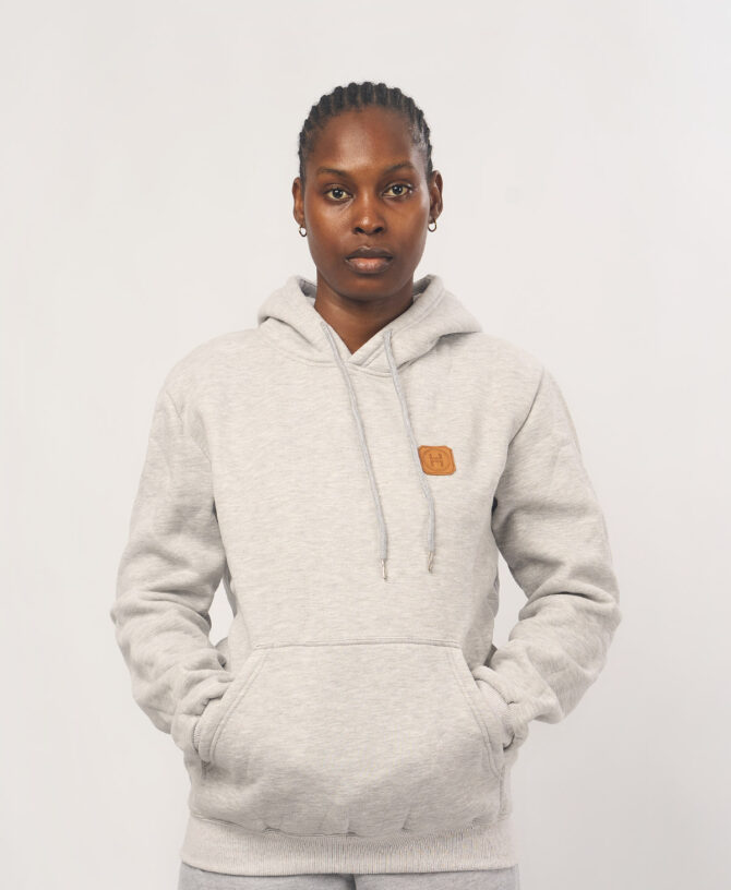 Leather Patch Hoodie — Ash (Heather Grey)