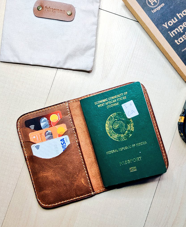 Hingees Brown Leather Passport Holder