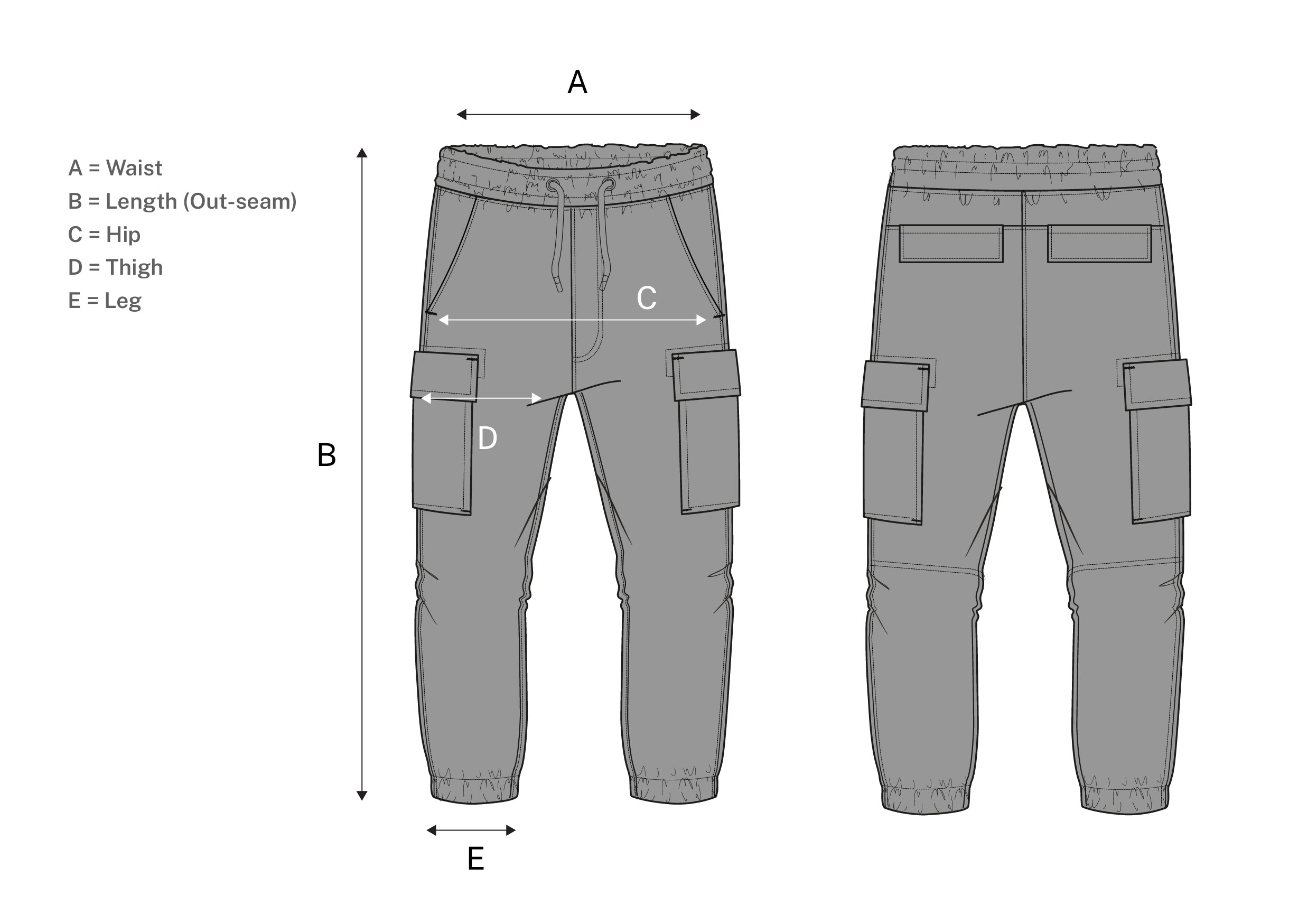 Hingees Cargo Pants Size Guide