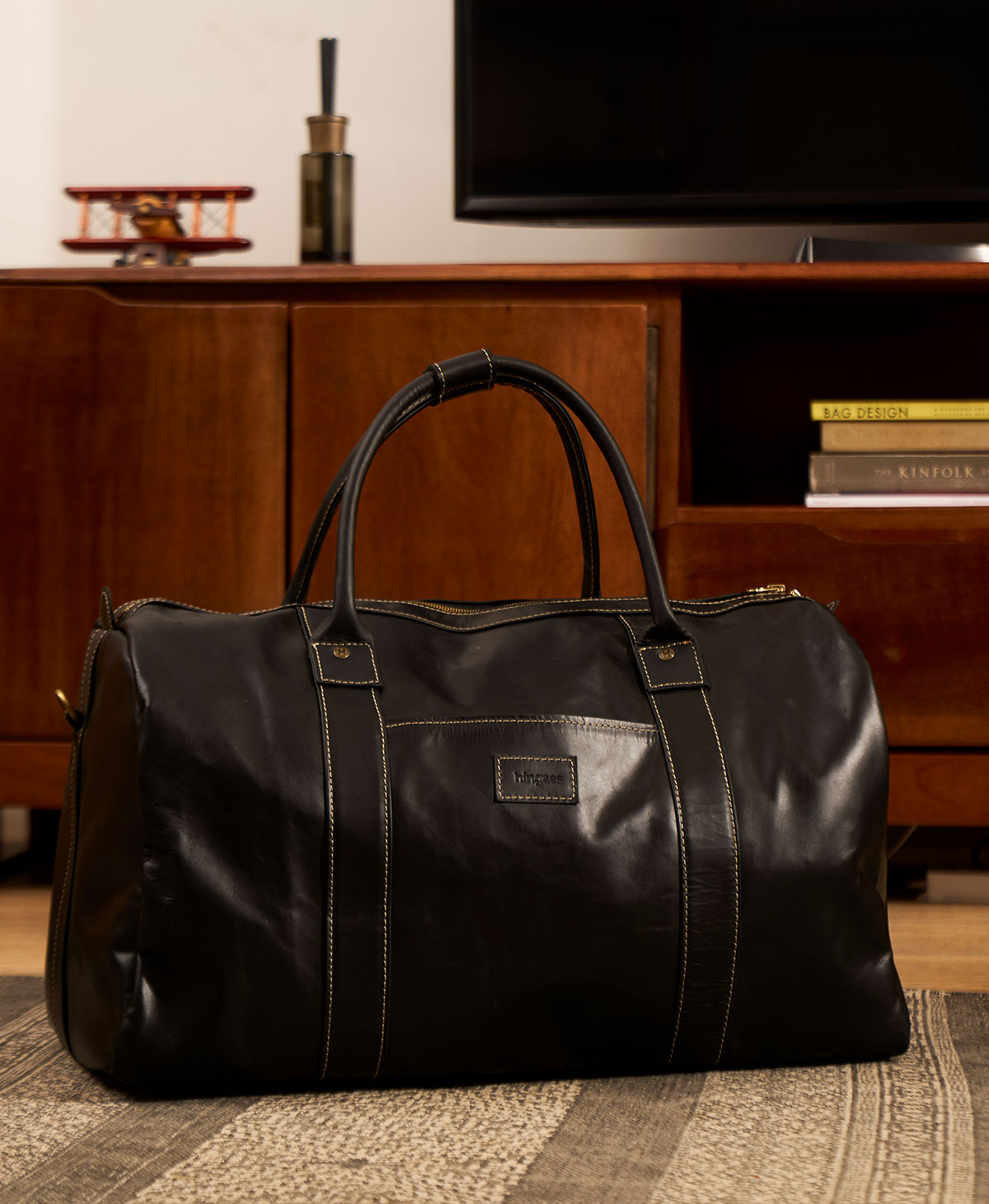 The Leather Duffel — Black
