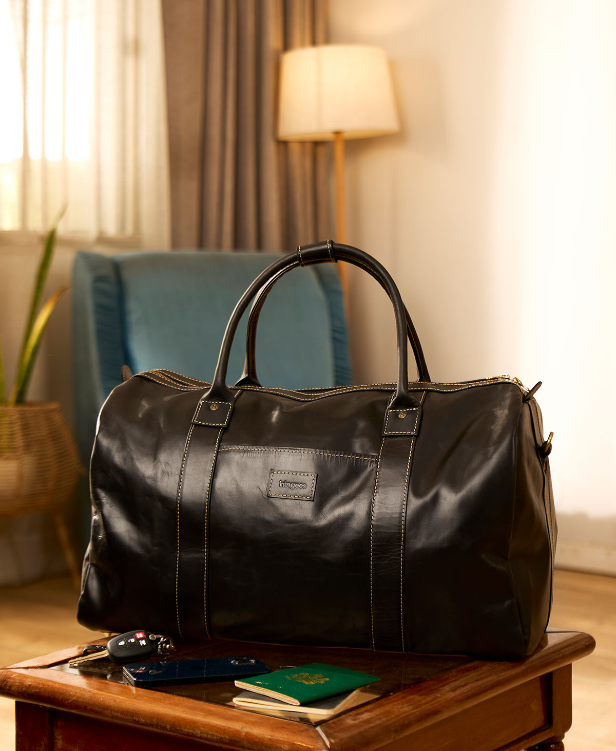 The Leather Duffel — Black